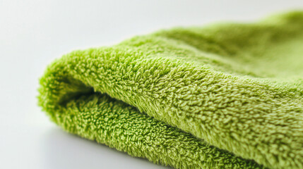 Rolled sports towels in vibrant colors on white background. Generative AI .Drone View Green Spa Towel Isolated White Background - High-Resolution Stock Photo