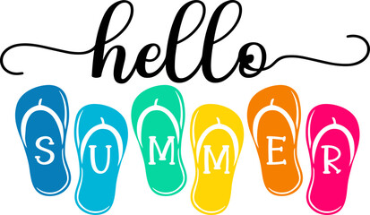 Hello summer flip flops SVG, summer vector