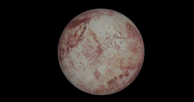 High detailed planet Ceres of Solar system 360 rotating isolated with transpartent background. looped 3d rendered 4K video footage. Elements of this image furnished by NASA