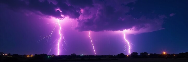 Majestic lightning bolts illuminating the night sky, spooky, flash