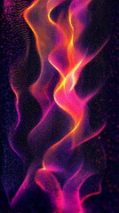 Vibrant abstract energy waves with glowing particles, mobile friendly
