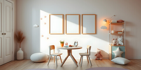 Minimalist Scandinavian Children's Room with Soft Pastel Decor