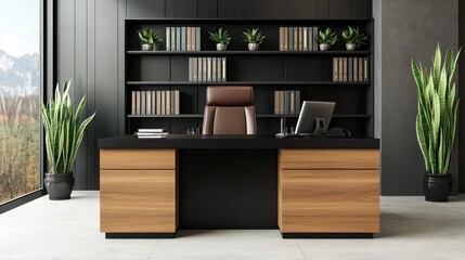 Modern executive office with mountain view (1)