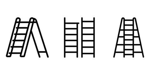 stepladder outline or line icon design bundle.