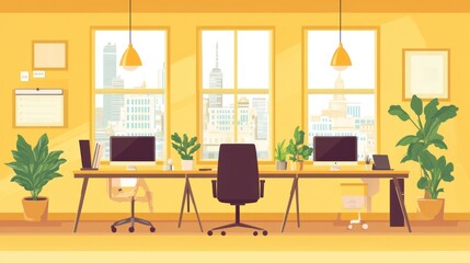 Modern Office Workspace with City View (3)
