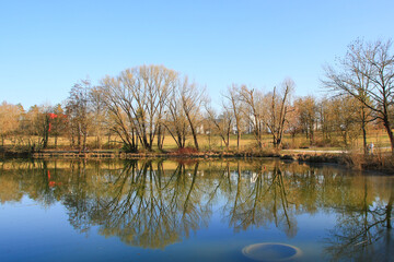 Spring Landscape at the Lake with Reflections