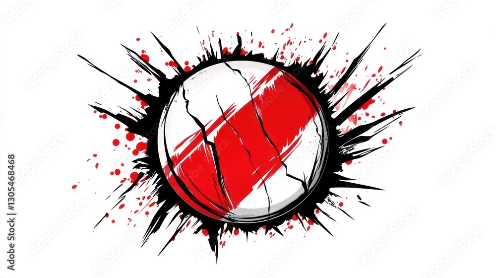 Poster abstract graphic of a sports ball with dynamic splashes. possible use background design for sports-r