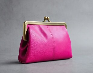 Vibrant pink clutch purse with a chic gold clasp, adding a touch of elegance to any outfit.