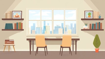 Fototapeta premium Modern city workspace interior