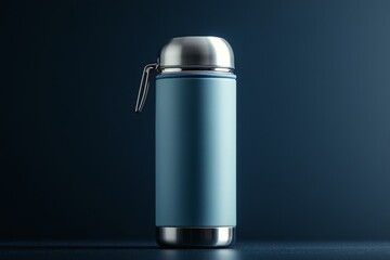 Obraz premium Reusable water bottle promoting sustainability and hydration on a dark background