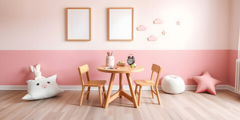 Minimalist Scandinavian Children's Room with Soft Pastel Decor