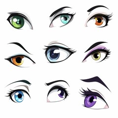 Set of different eye shapes constructor for creating a character white background vector cartoon