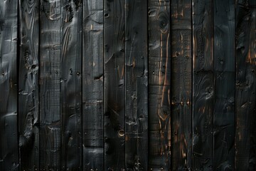Fototapeta premium Textured black wood panels create a rich backdrop, merging rustic charm with modern elegance, ideal for artistic settings or home decor