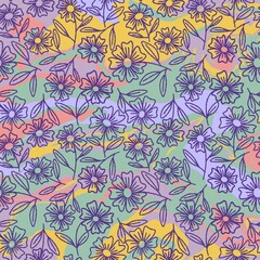 seamless pattern with flowers on colorful background 