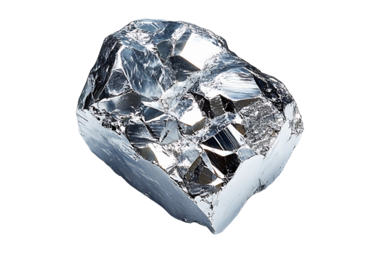 Reflective Chrome Surface Isolated on Transparent Background PNG Image.