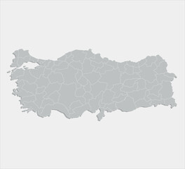blank grey map of turkey divided into provinces