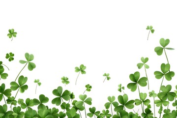 Fototapeta premium vibrant digital illustration of green clover-like plants with spring-like growth on white background
