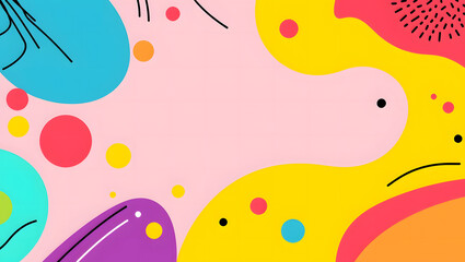 80s 90s Retro Geometric Shapes Kidcore Negative Space Background Pink Squiggles 