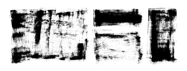 Fototapeta premium Hand drawn grunge bold brush strokes, rectangles and squares. Vector paint geometric shapes for text. Rough abstract texture shapes. Rectangle frames with scribble and graffiti effect.