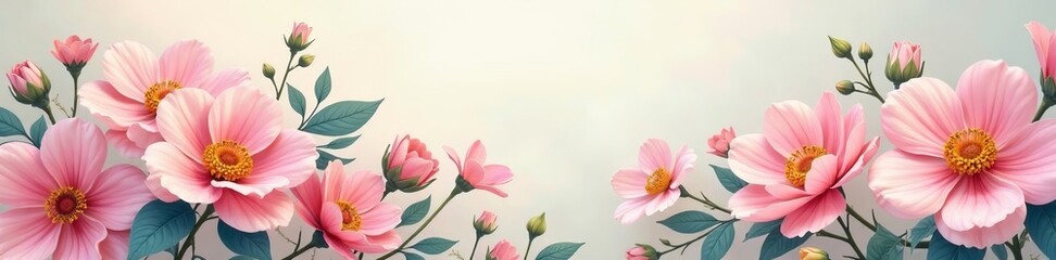 Soft pastel flowers in vintage style, ideal for wedding invitations or blog headers, delicate, romantic