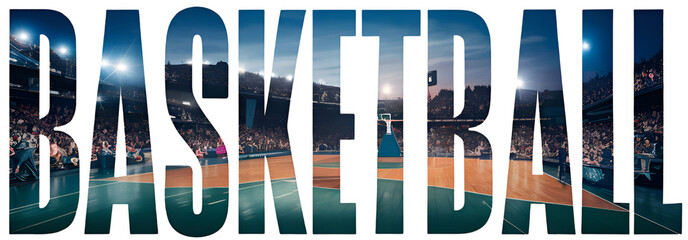 The text 'Basketball' was combined with the image of a basketball court to design the text to convey its meaning more clearly and vividly.