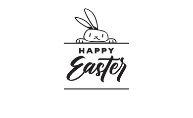 happy easter banner with cute bunny illustration