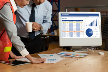 Spreadsheet document information financial startup concept. data and graphs in spreadsheet documents for online analysis project dashboard accounting digital snugly
