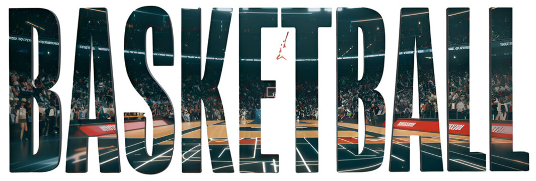 The text 'Basketball' was combined with the image of a basketball court to design the text to convey its meaning more clearly and vividly.