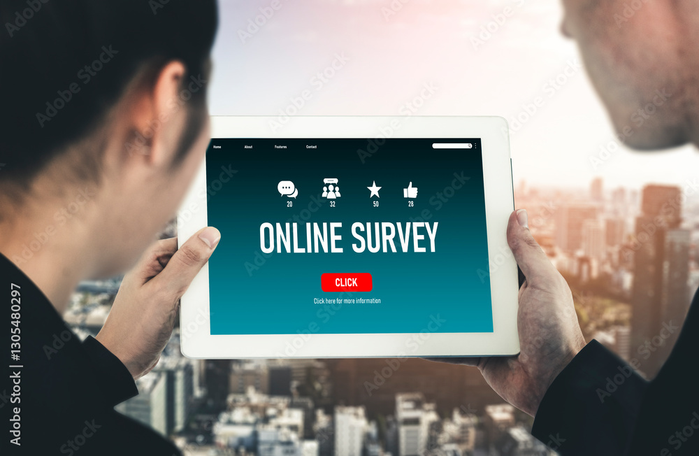 Poster online survey form for modish digital information collection on the internet network
