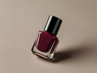 red burgundy nail polish on light neutral background