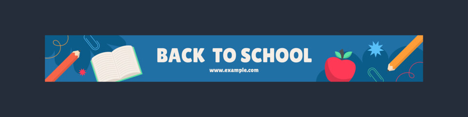 Back to School Website Header Banner Template. School Promotion Sale Advertising