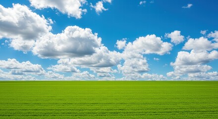 Fototapeta premium Expansive prairie with endless flatlands and soft mounds under cloudless cerulean expanse with wispy cirrus streaks