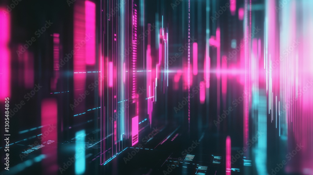 Poster abstract digital data stream, futuristic tech, vibrant color. possible use background for tech or ga