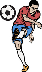 Illustration of Soccer Player Kicking a Ball
