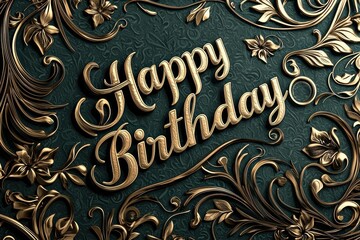 Luxurious Dark Green and Gold Birthday Card Design for Elegant Celebrations