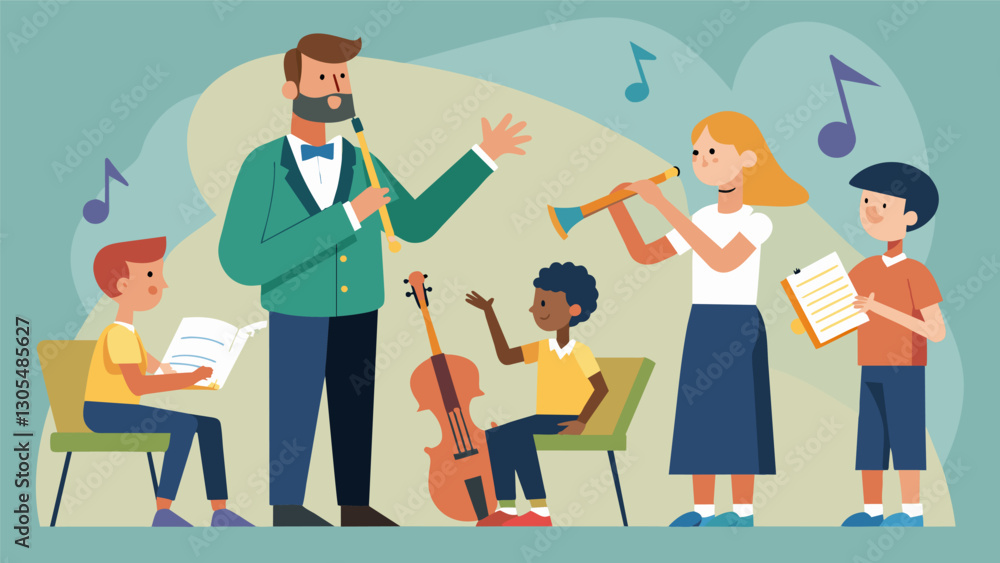 Poster the teacher enthusiastically introduced the class to a variety of wind instruments from flutes to cl