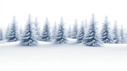 Obraz premium Serene winter landscape featuring snow-covered pine trees in a tranquil snowy setting