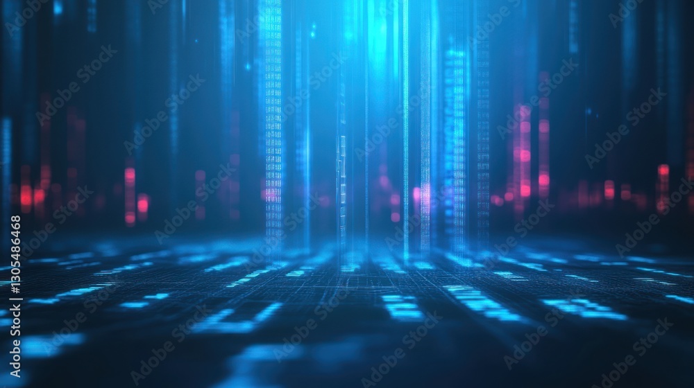 Poster abstract digital data stream. background tech scene. possible use in tech presentation