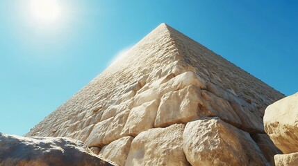 Great pyramid in giza under clear skies and desert landscape high resolution picture