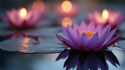 Beautiful Pink Lotus Flower Blooming in a Water Pond: A Summer Garden of Aquatic Flora
