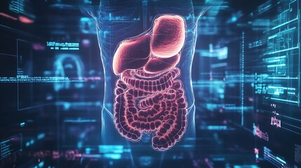 Human anatomy and internal organs in digital model high resolution picture