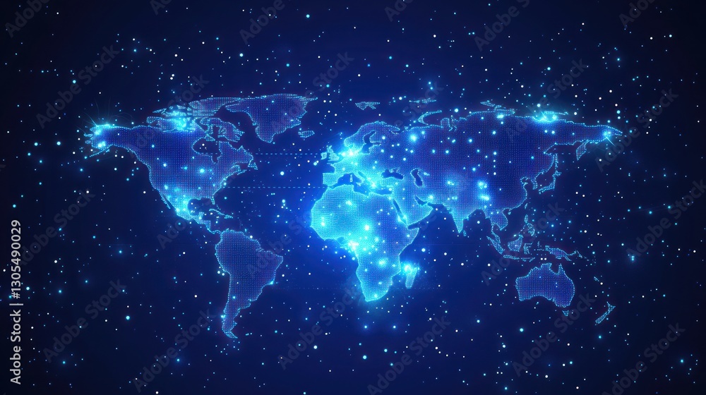 Poster global network map. abstract world map with digital connection points. stock photo