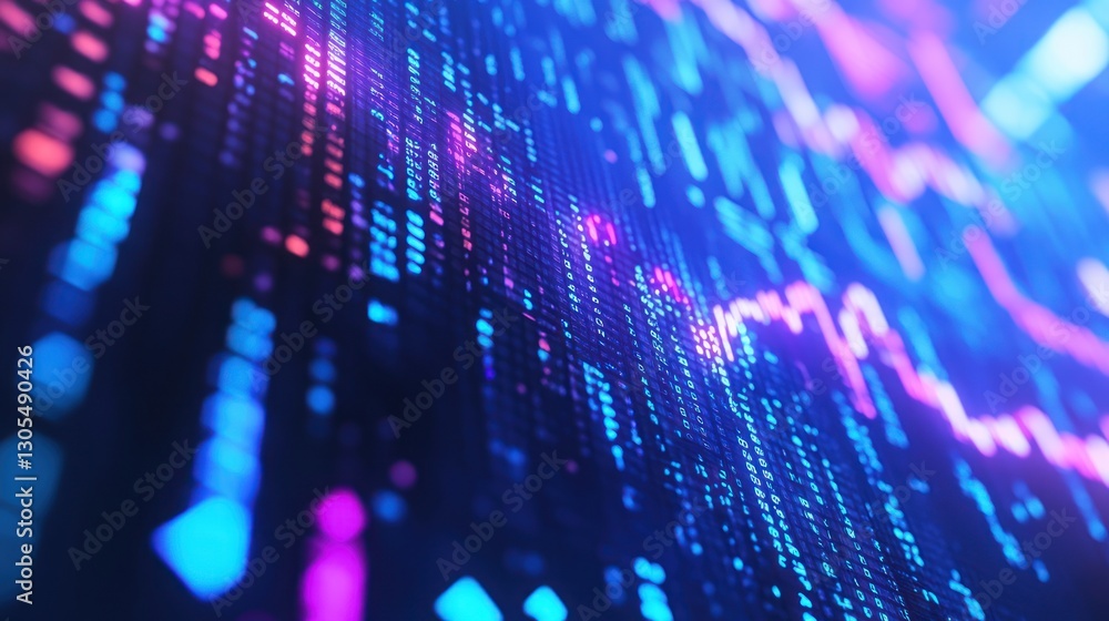 Aufkleber abstract digital data display with neon colors