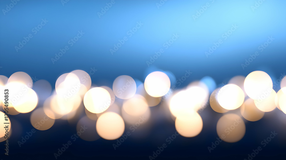 Aufkleber a dreamy blue background with soft, glowing bokeh lights that create a serene and calming atmosphere