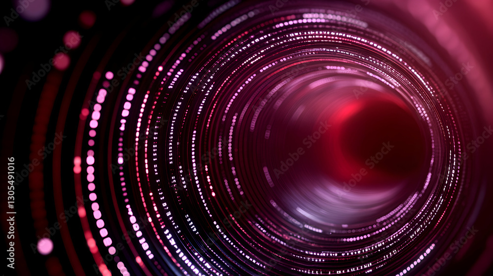Poster abstract digital tunnel illustration featuring vivid colors and glowing particles. this captivating 