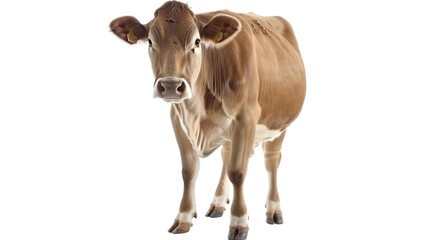 Large and productive Brown Swiss cows grey-brown in color isolated on transparent background