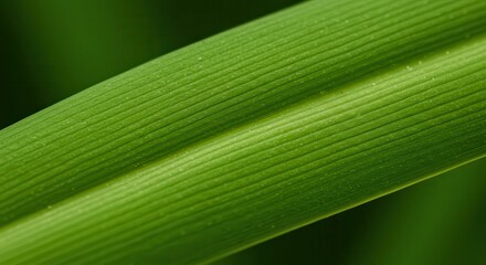 Close-up Green Leaf Texture Showing Natural Veins and Vibrant Color