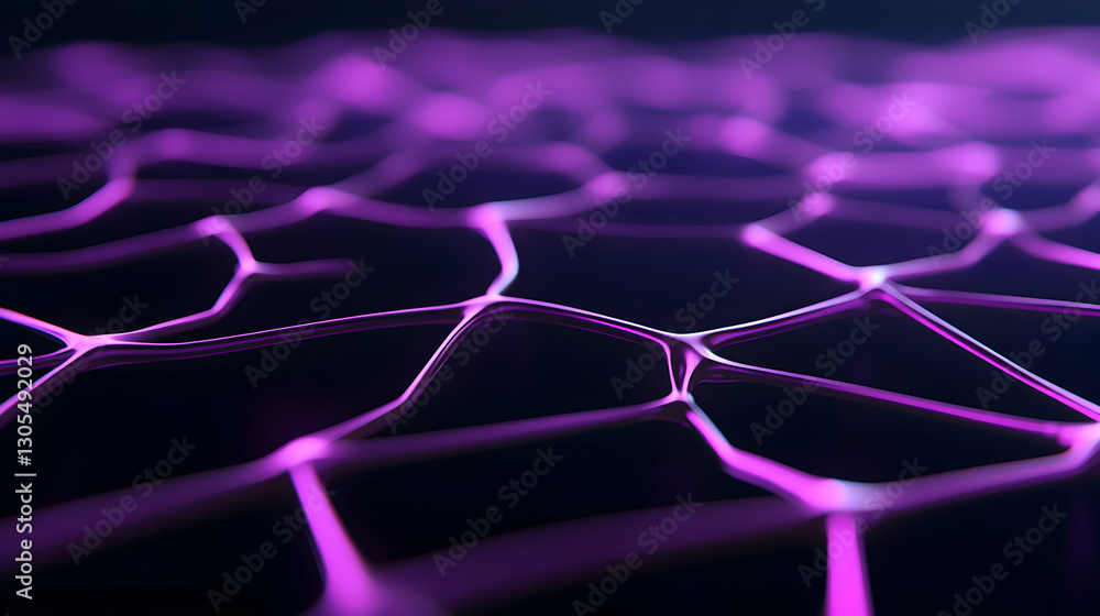 Aufkleber an abstract close-up of a network of interconnected lines glowing in a vibrant purple hue, creating 