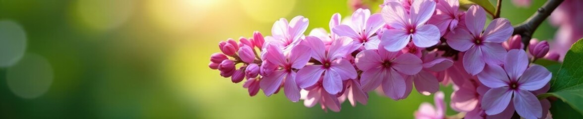 Obraz premium Dense lilac blooms fill the air with sweet fragrance on a sunny branch, foliage, lilac flowers