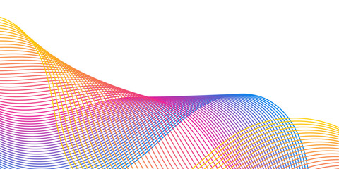 Abstract background with lines and waves. Medium banner size. Element for design isolated on white. Vector background for brochure, booklet, flyer, poster. Colorful gradient